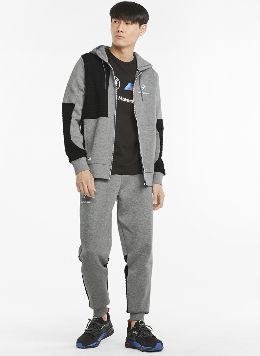 Puma 53118703 Bmw Mms Full-Zip Hoodie Kapüşonlu  Regular Fit  Gri Erkek Sweatshirt