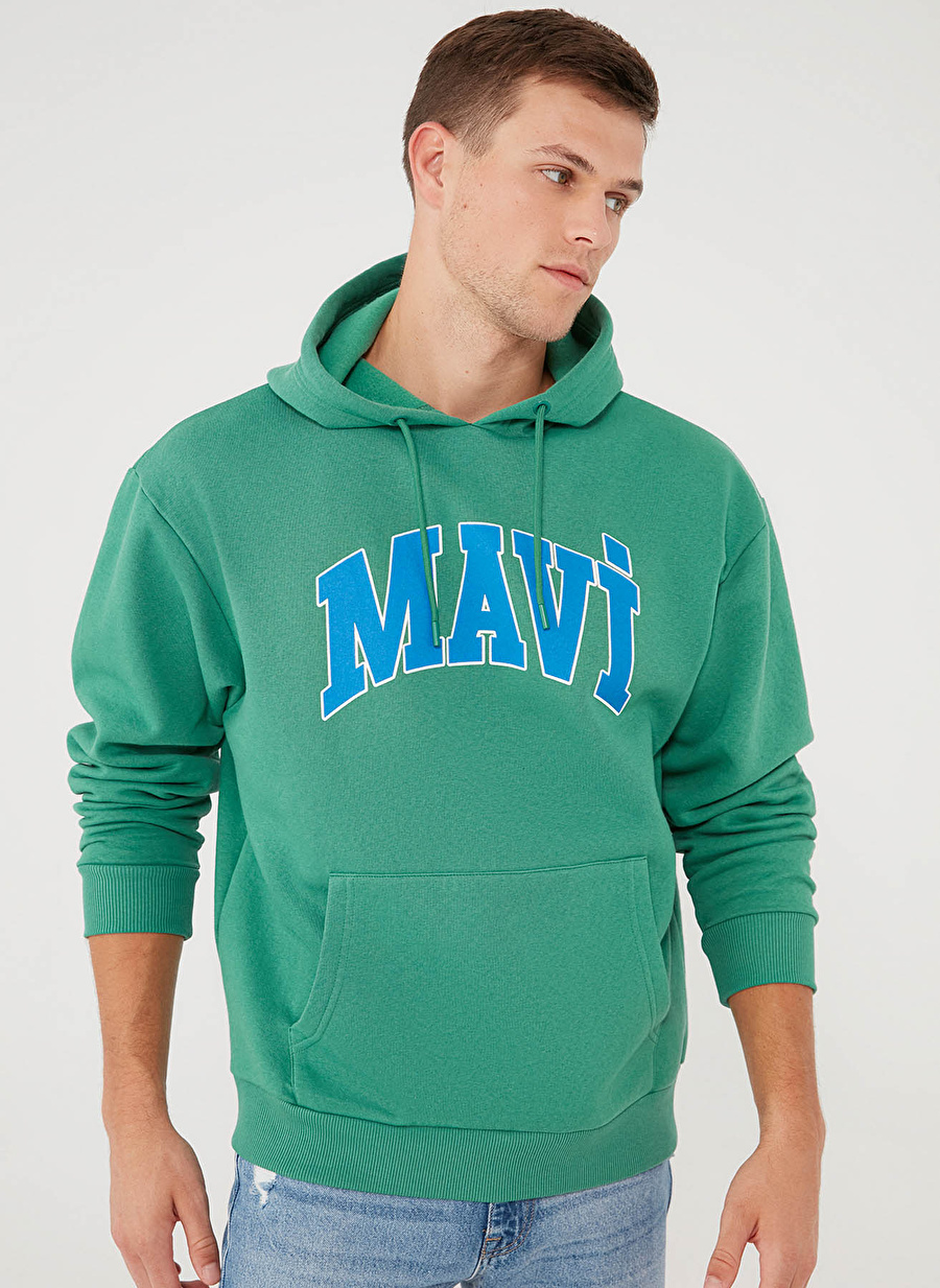 Mavi Düz Yaka Regular Fit  Açık Yeşil Erkek Şardonlu Sweatshirt 067149-35388