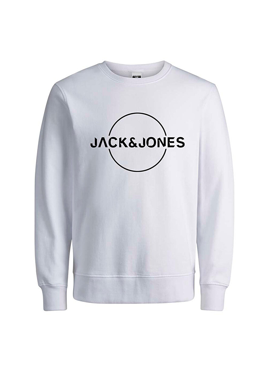 Jack & Jones 12201842_Jcominister Sweat Crew Nec O Yaka Uzun Kollu Regular Fit Düz Beyaz Erkek Sweatshirt