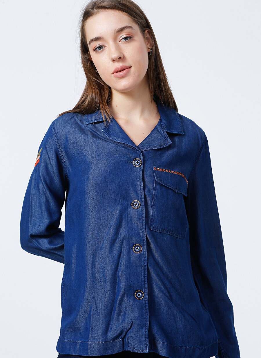 U.S. Polo Assn. Koyu Mavi Kadın Denim Gömlek CENT