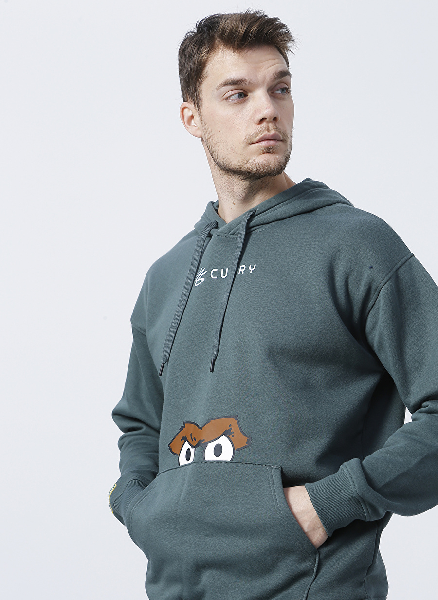 Under Armour 1368318-Curry X Oscar Grouchy Hoody Kapüşonlu Loose Fit Mavi Petrol Erkek Sweatshirt