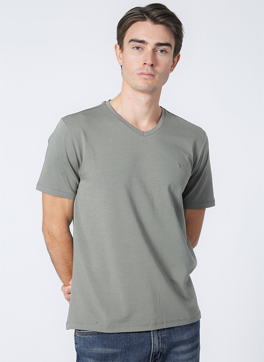 Fabrika Haki Erkek Basic Modal T-Shirt ROMEO-V