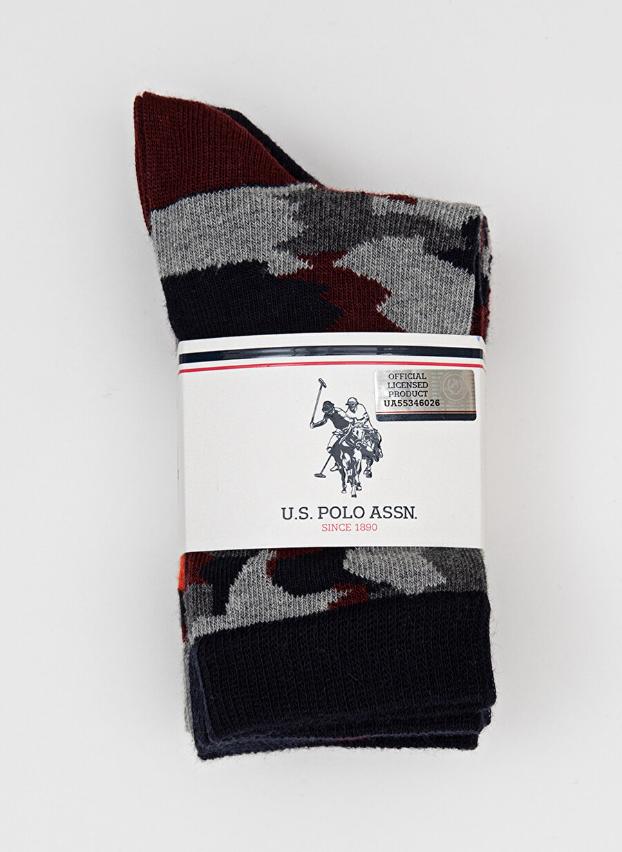 U.S. Polo Assn. Lacivert - Beyaz - Gri Erkek Çocuk Paketli Çorap BARNEL-SK21-VR033