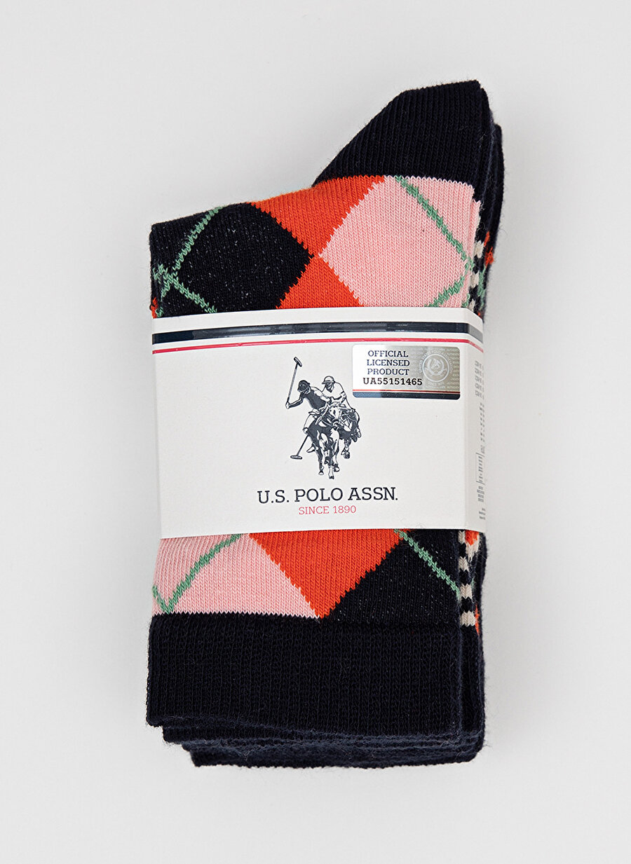 U.S. Polo Assn. Lacivert - Koyu Gri KızÇocuk Desenli Paketli Çorap LOL-SK21-VR033