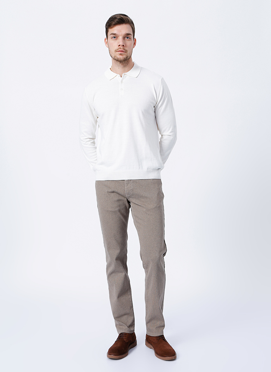 Privé 4Bx012210003  Normal Bel Slim Fit Armürlü Vizon Erkek Pantolon