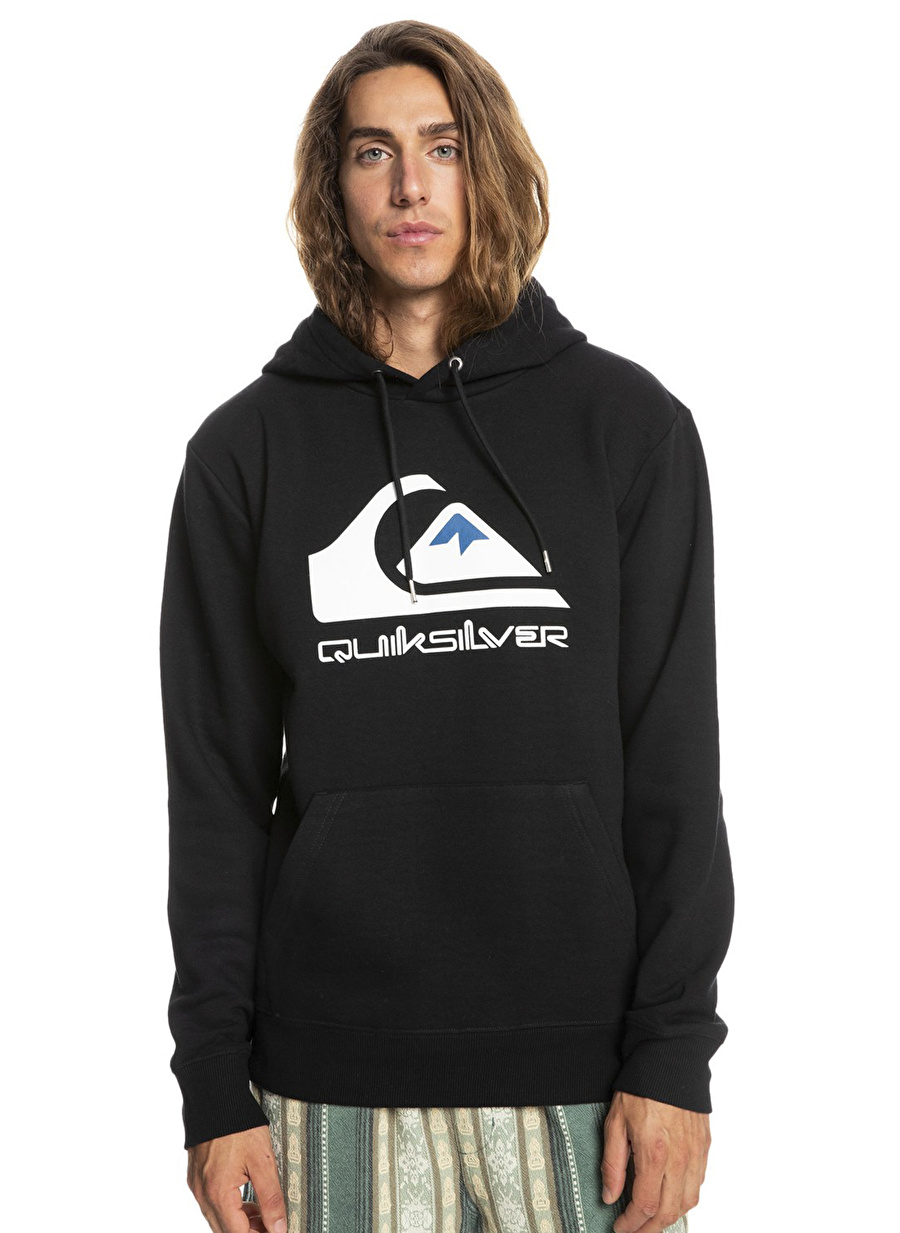 Quiksilver Siyah Erkek Kapüşon Yaka Baskılı Sweatshirt BIG LOGO HOOD