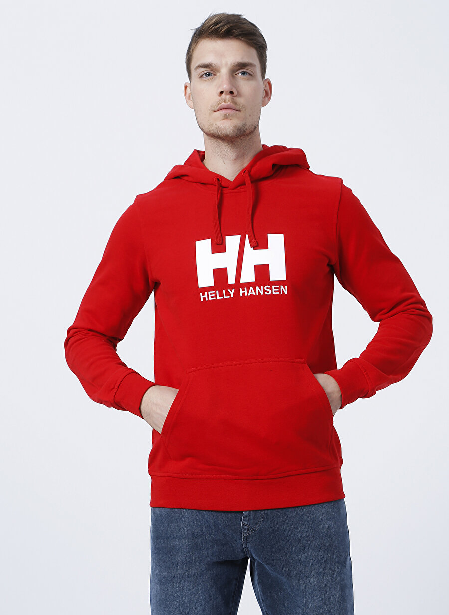 Helly Hansen Hh Hh Logo Hoodie Kapüşonlu Uzun Kollu Normal Kalıp Kırmızı Erkek Sweatshirt_0