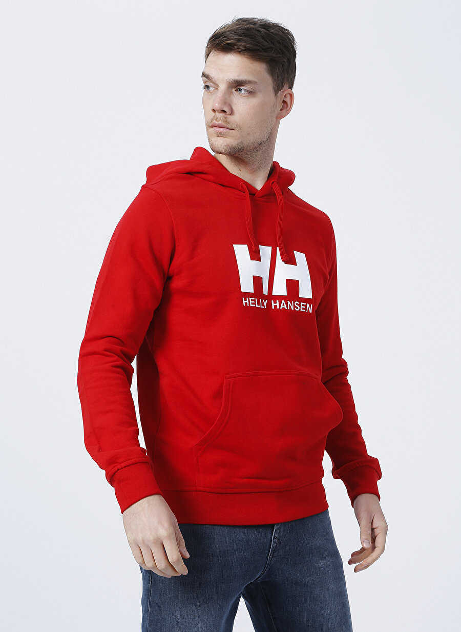 Helly Hansen Hh Hh Logo Hoodie Kapüşonlu Uzun Kollu Normal Kalıp Kırmızı Erkek Sweatshirt_2