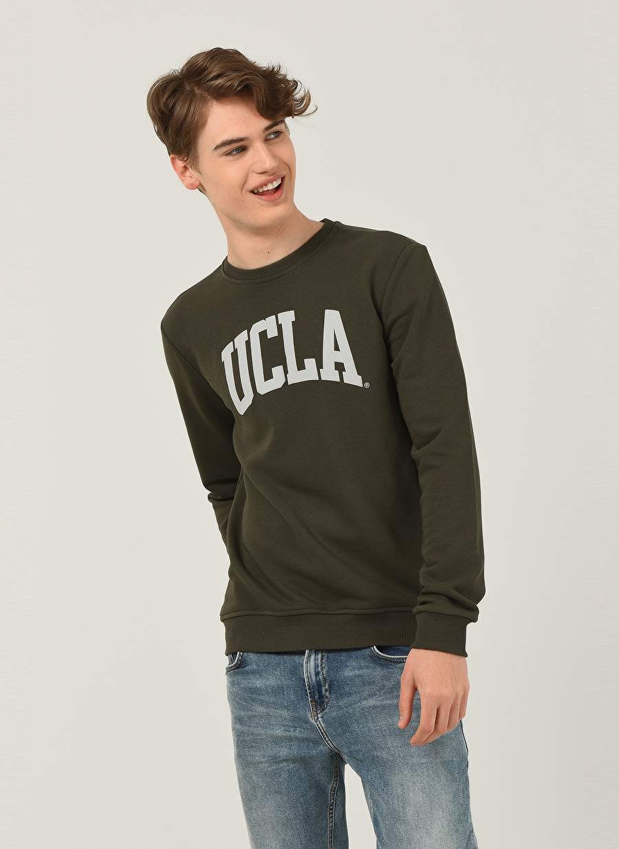 Ucla BALDWIN Bisiklet Yaka  Standart Kalıp Baskılı Yeşil Erkek Sweatshirt