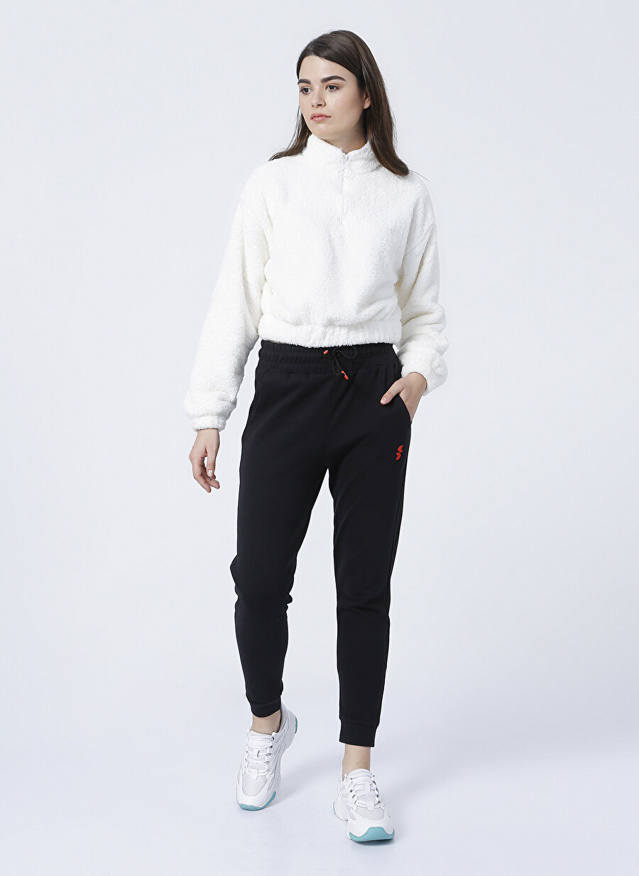 Sweaters K-Venedik Lastikli Standart Kalıp Düz Siyah Kadın Eşofman Altı