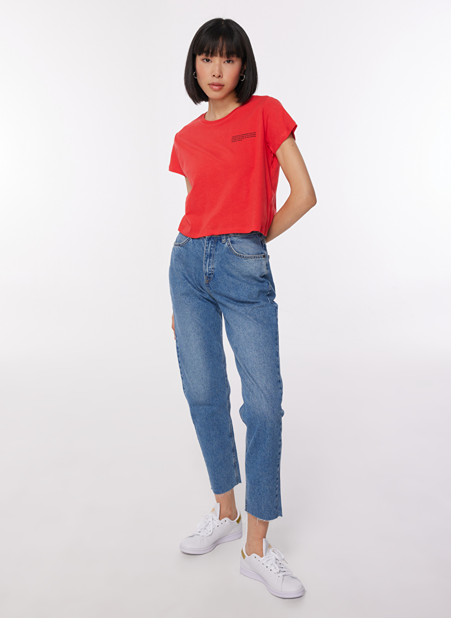 Aeropostale Bisiklet Yaka Crop KırmızıKadın T-Shirt - K-Belenus-Y