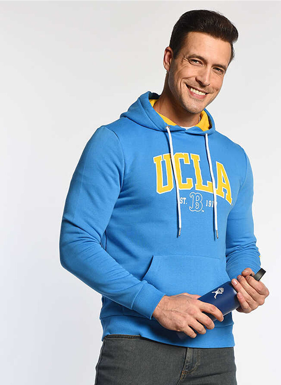 Ucla KELSEY Kapüşonlu  Oversized  Mavi Erkek Sweatshirt