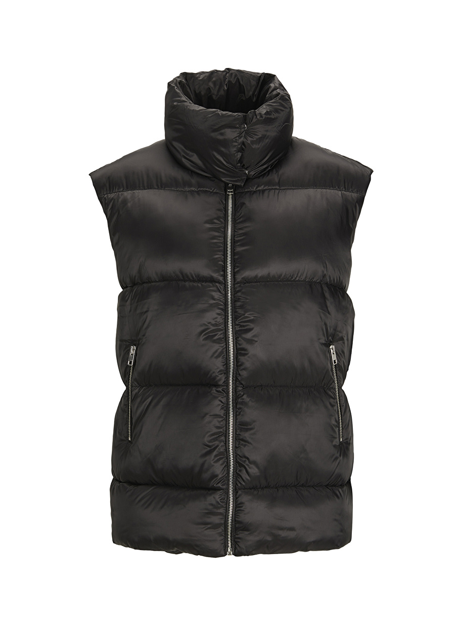 JJXX Siyah Kadın Dik Yaka Kısa Şişme Yelek JXELLIE PUFFER VEST SN