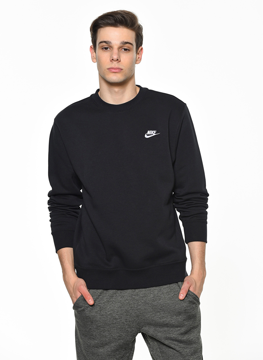 Nike Bv2662-010M Nsw Club Crw Bb Düz Yaka Standart Kalıp  Siyah - Gri - Gümüş Erkek Sweatshirt