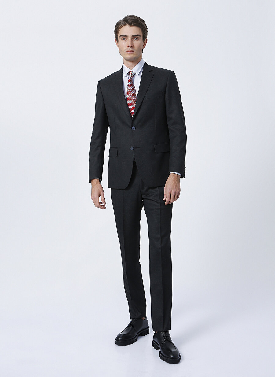 Kip Tkm-2305 Ceket Yaka Uzun Kollu Normal Bel Modern Fit Siyah Erkek Takım Elbise