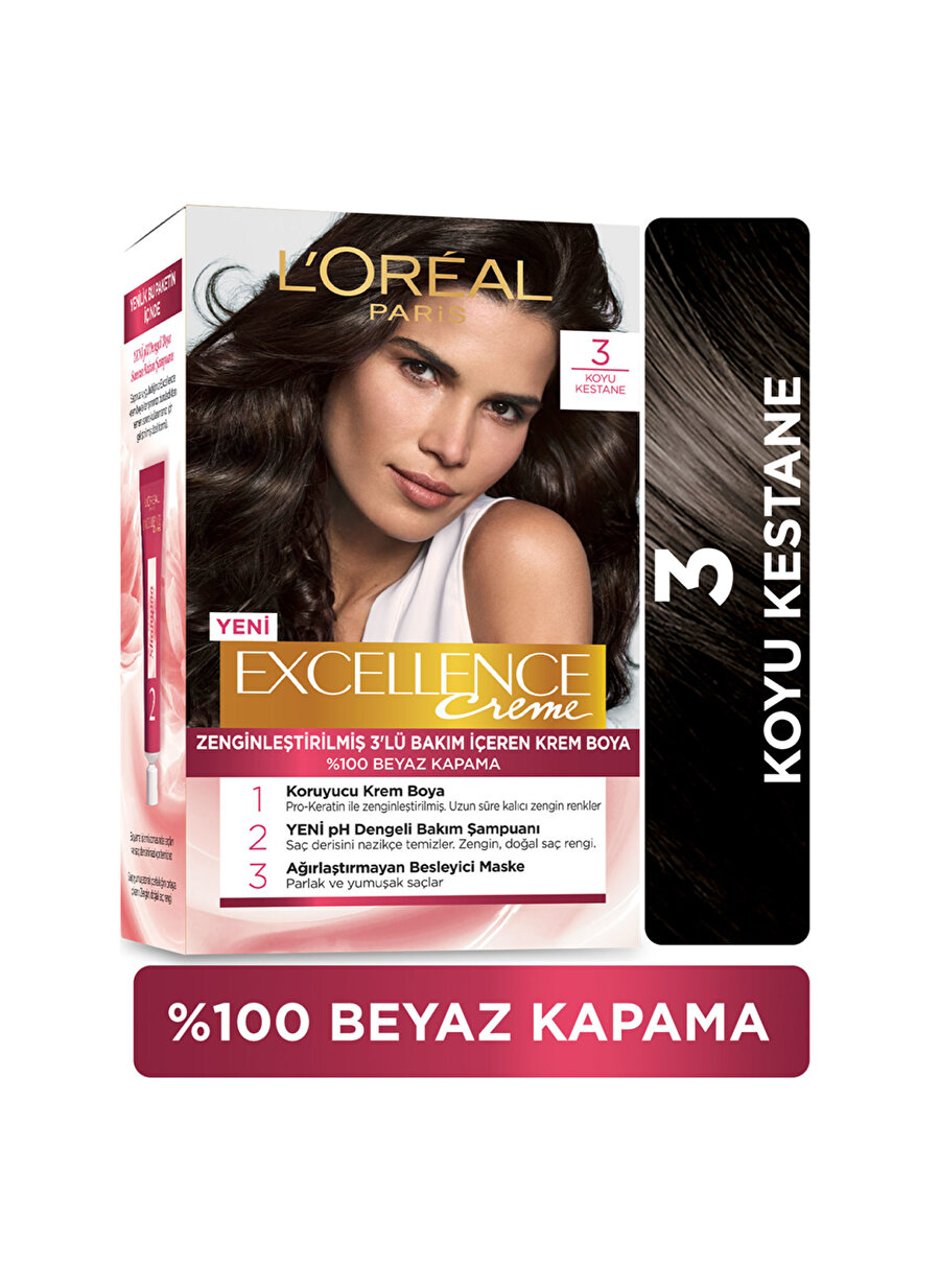 L``oréal Paris Excellence Creme Saç Boyası Koyu Kestane 3