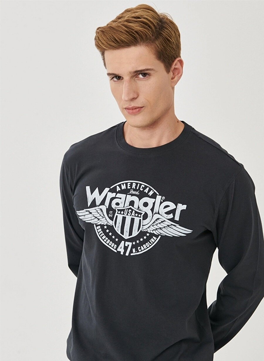 Wrangler W7J5D3XV6 O Yaka Kısa Kollu Regular Fit Baskılı Siyah Erkek T-Shirt