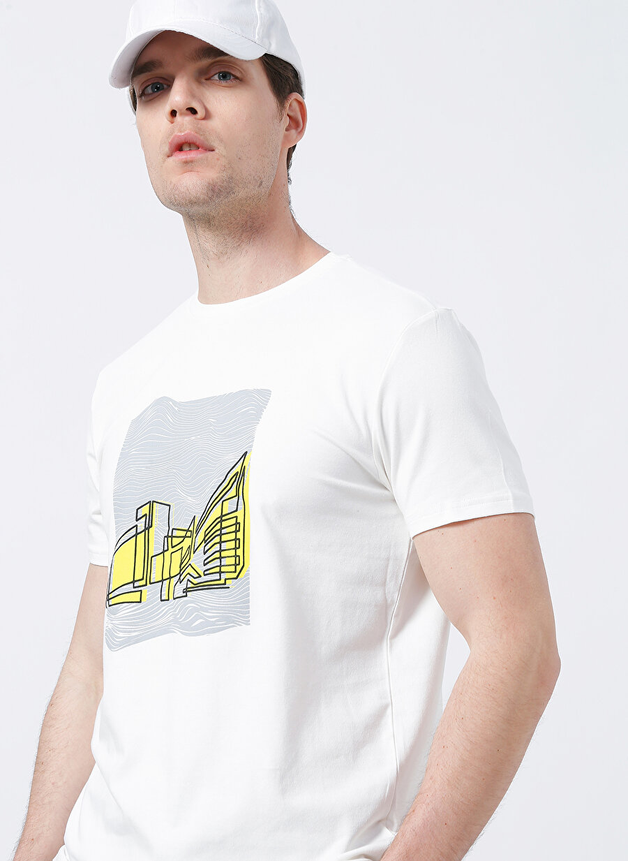 Fabrika Sports S-Vex O Yaka Basic Düz Ekru Erkek T-Shirt