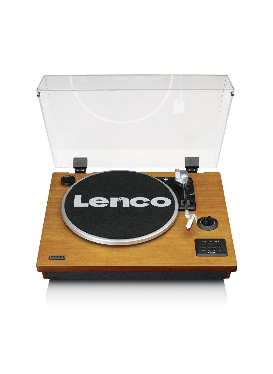 Lenco LS-55 Ahşap Hoparlörlü Bluetoothlu USB`li MP3 Kayıt Özellikli Pikap Plak Çalar