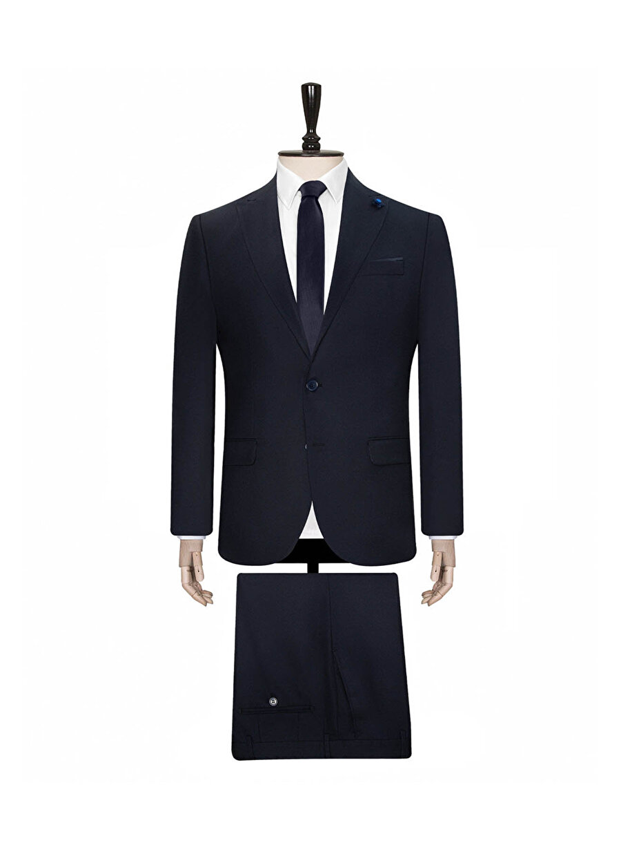 Süvari Normal Bel Slim Fit Mavi Erkek Takım Elbise TK1000600223