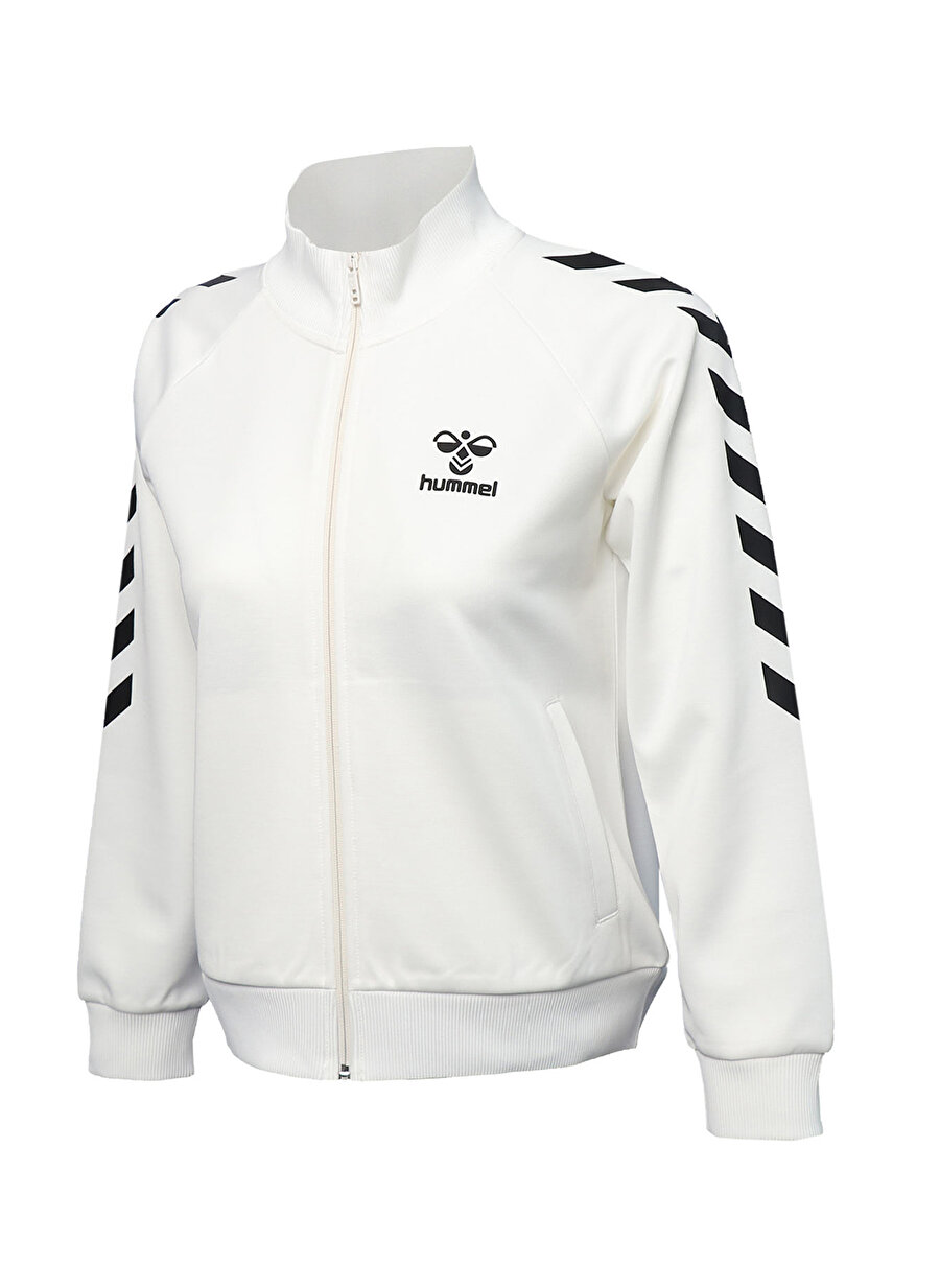 Hummel 921135-9003 Dik Yaka Regular Fit Düz Beyaz Kadın Zip Ceket