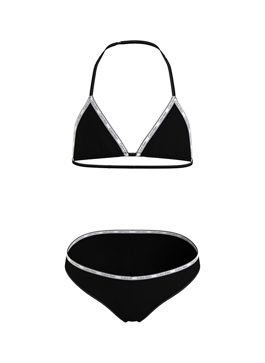 Calvin Klein Ky0ky00008-Triangle Darkalıp Düz Siyah Kız Çocuk Bikini Takım