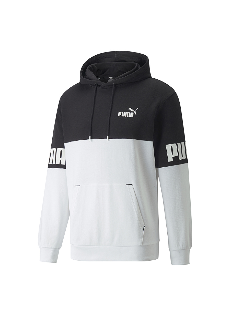 Puma 84800901 Power Colorblock Hoodie Kapüşonlu Normal Kalıp Baskılı Siyah Erkek Sweatshirt