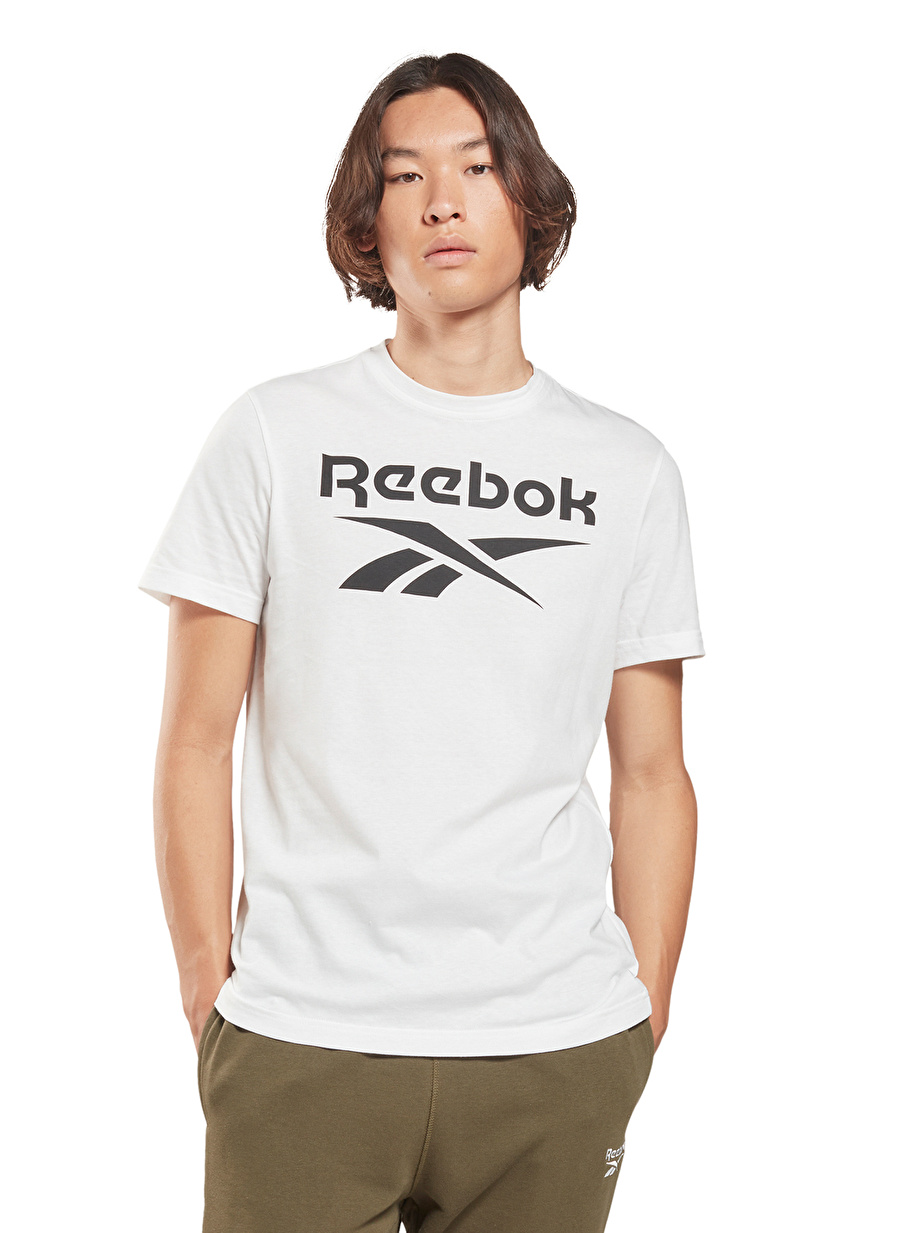 Reebok Hd4218 Ri Big Logo Tee Bisiklet Yaka Normal Kalıp Düz Beyaz Erkek T-Shirt