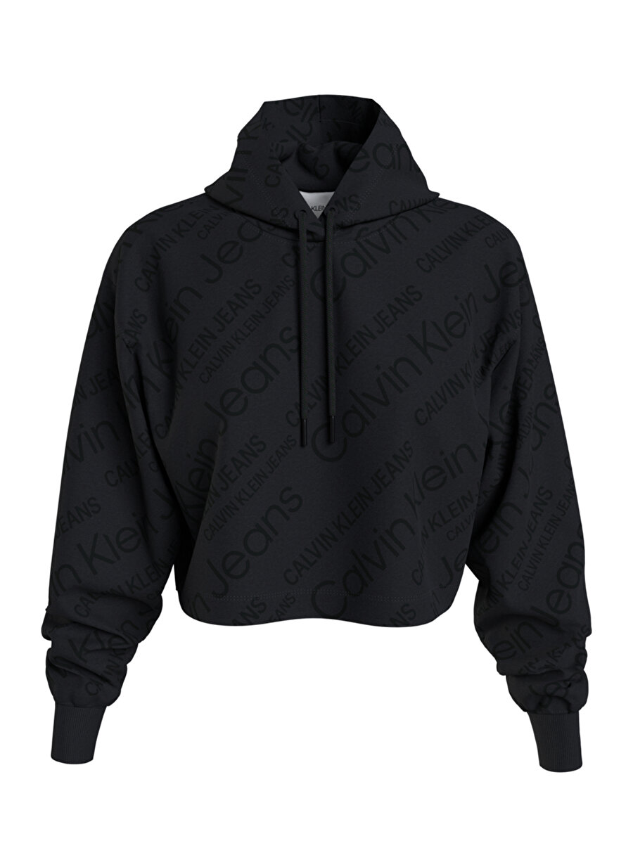 Calvin Klein J20j2177370gj Kapüşonlu Normal Kalıp Siyah Kadın Sweatshirt