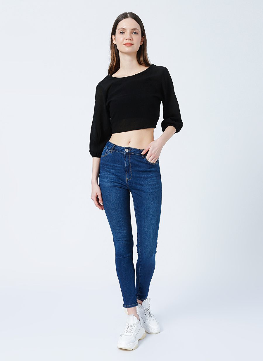 Pierre Cardin Yüksek Bel Skinny Fit Mavi Kadın Denim Pantolon FOKA İNDİGO