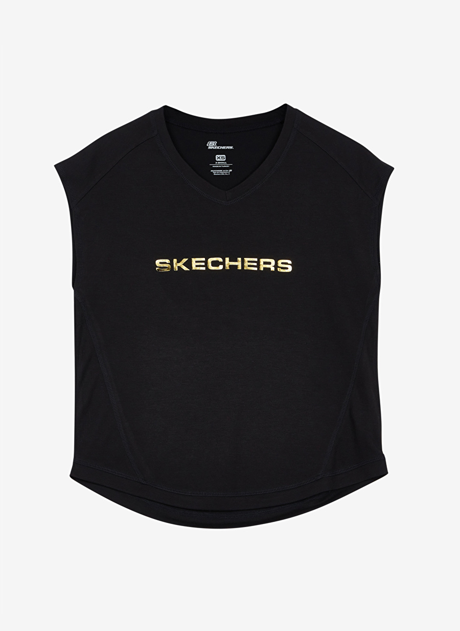 Skechers S211289-001 Graphic Crew Tee Bisiklet Yaka  Normal Kalıp Düz Siyah Kadın T-Shirt