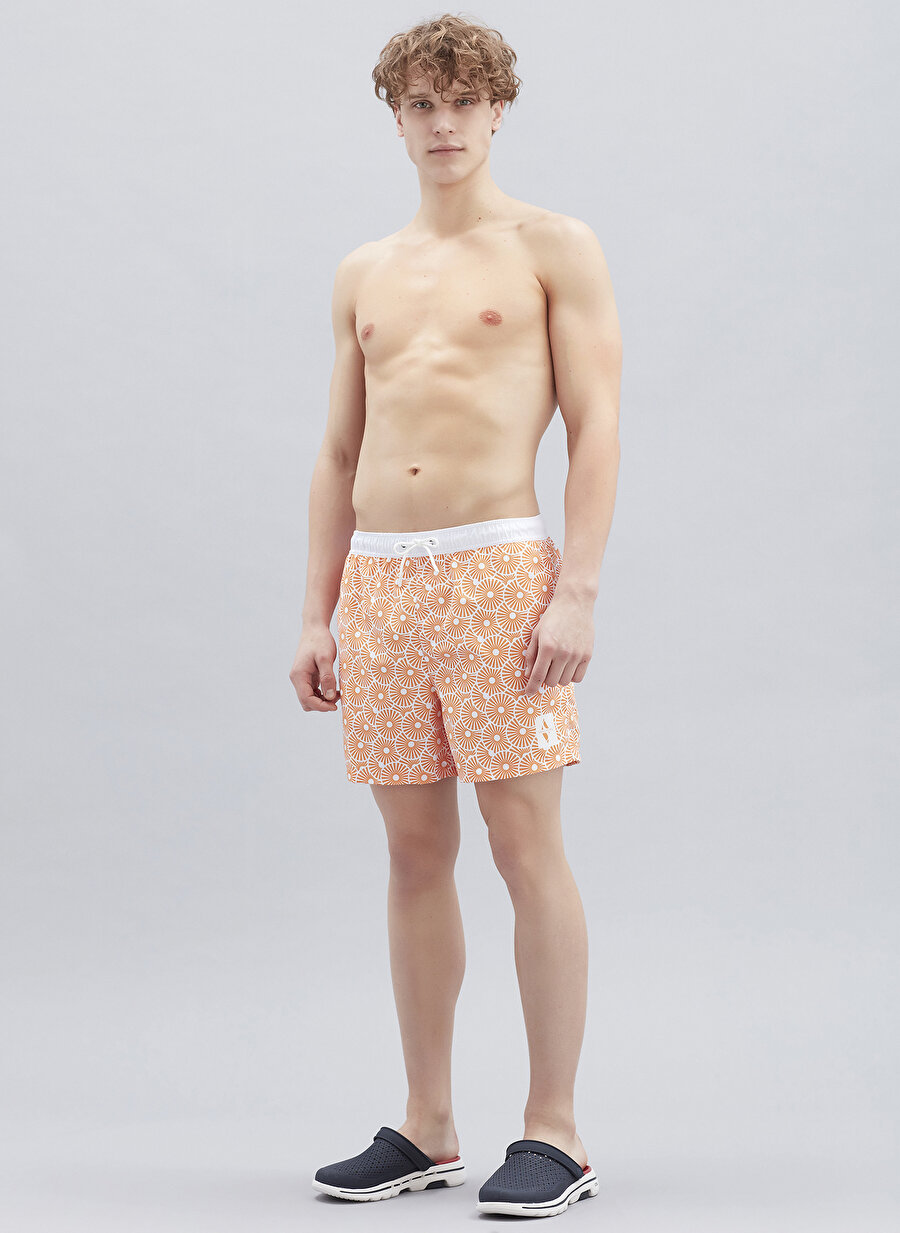 Skechers S221082-200 Swim 5 Inch Normal Bel Desenli Sarı Erkek Şort Mayo