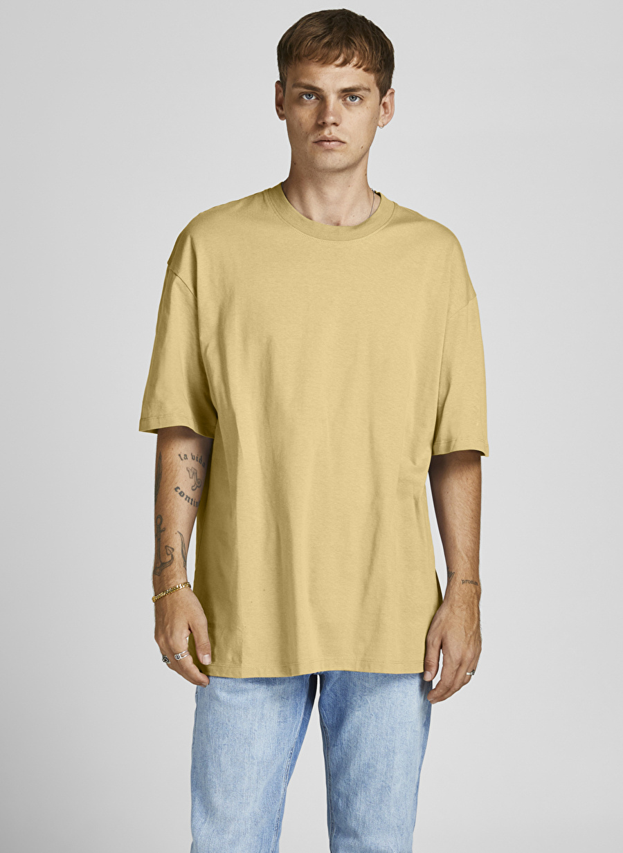 Jack & Jones Bisiklet Yaka Baskılı Sarı Erkek T-Shirt 12185628_JORBRINK TEE SS CREW NECK