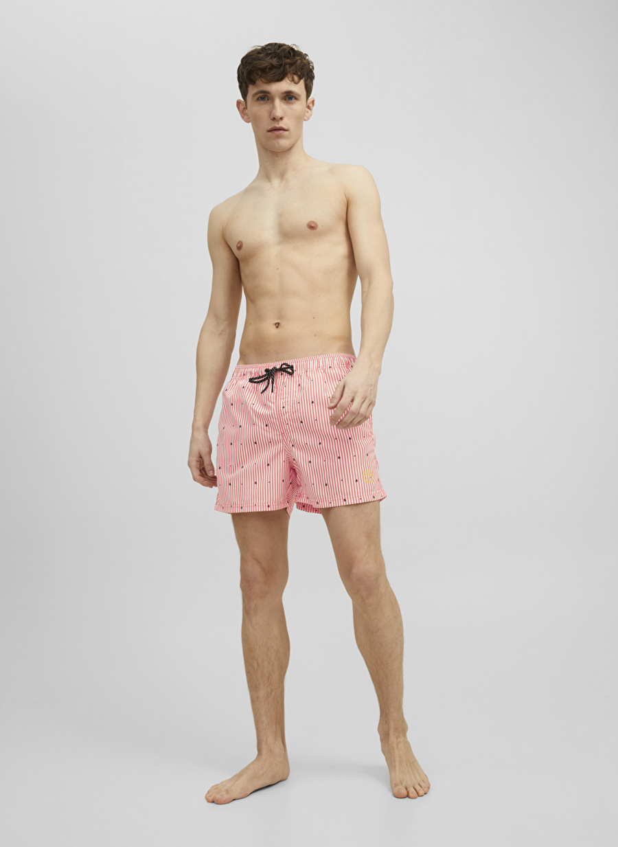 Jack & Jones 12204006_Jpstcrete Jjswim Akm Mini  Normal Bel  Desenli Turuncu Erkek Şort Mayo