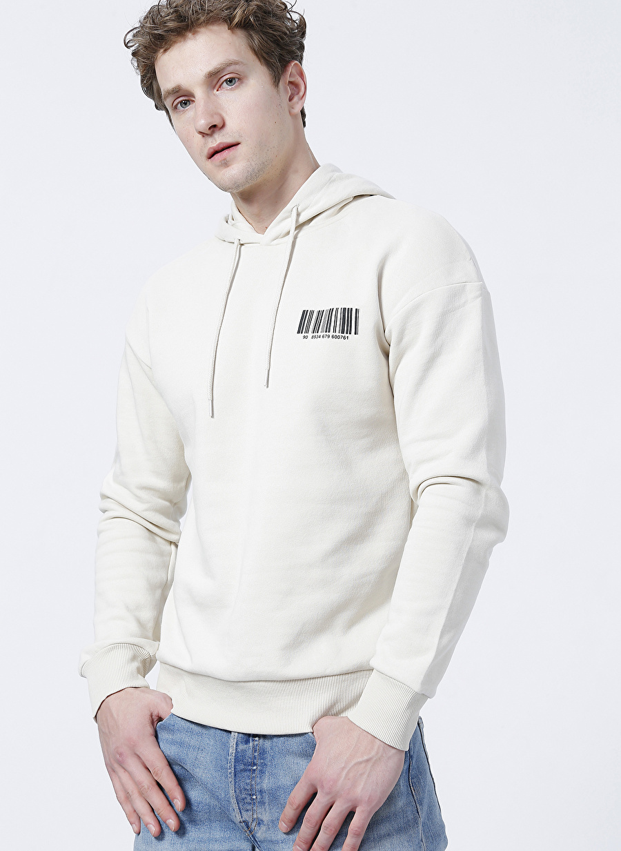 Jack & Jones Kapüşon Yaka Krem Erkek Sweatshırt 12204873_JCORAY SWEAT HOOD