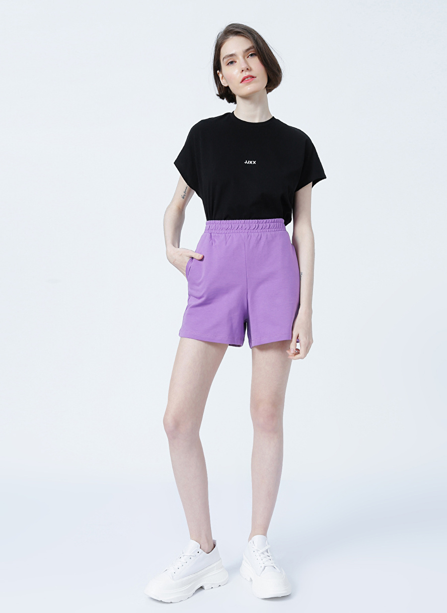 JJXX Jxallison Rel Every Shorts By  Normal Bel Rahat Kalıp Düz Mor Kadın Şort