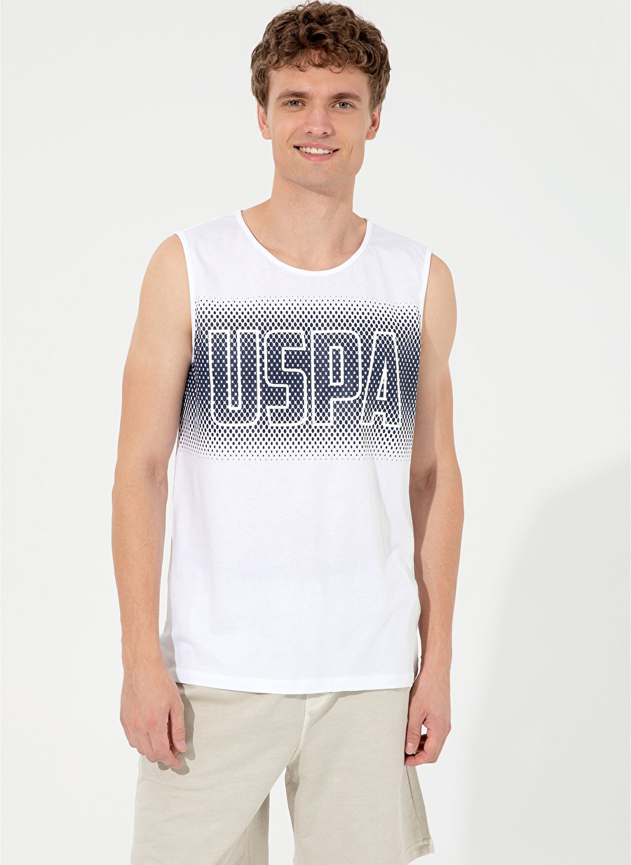 U.S. Polo Assn. Bisiklet Yaka Beyaz Erkek T-Shirt ANS