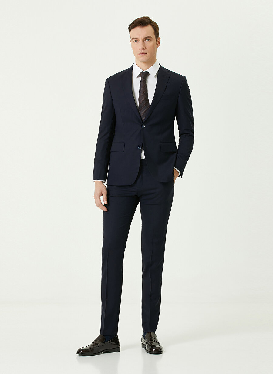 Network Ceket Yaka Normal Bel Slim Fit Düz Lacivert Erkek Takım Elbise - 1083095