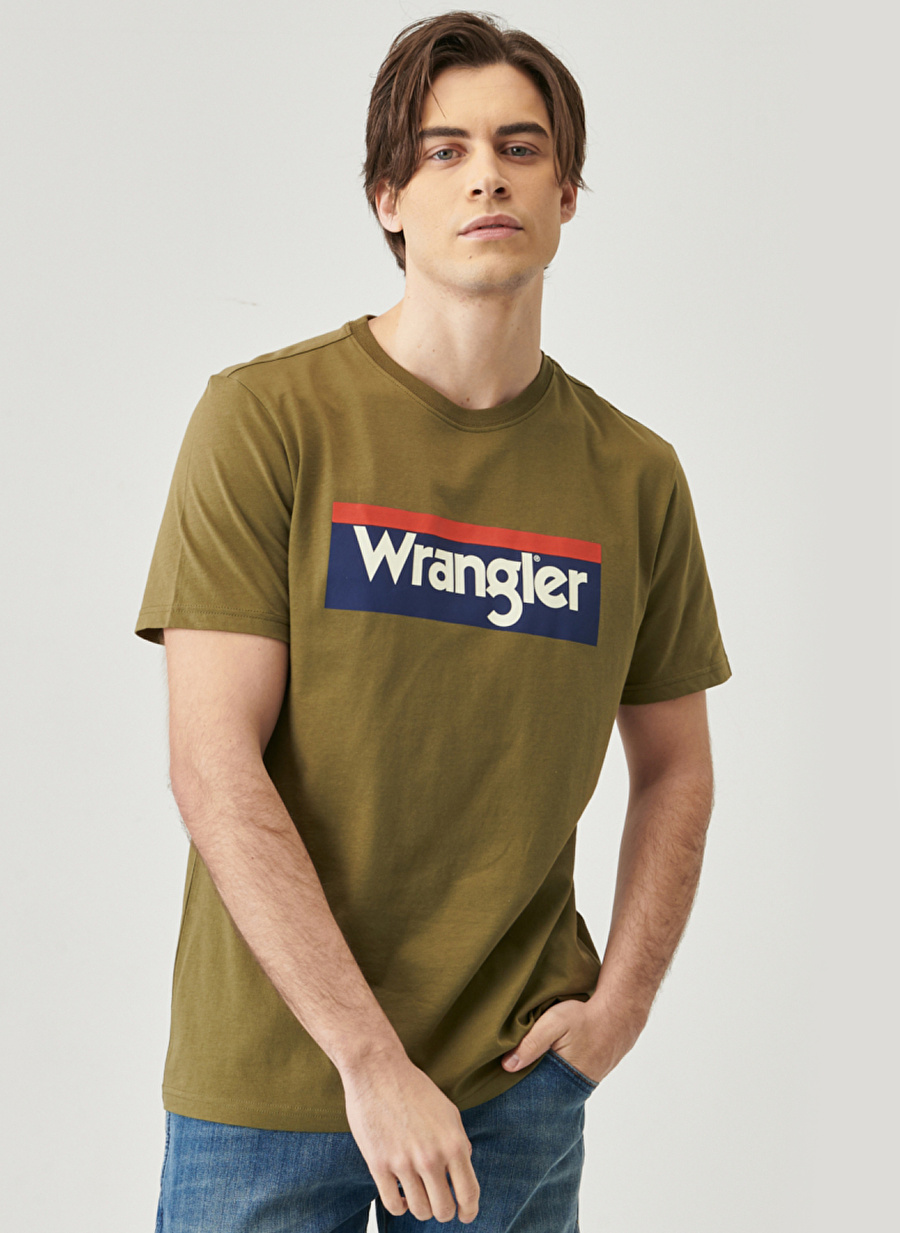 Wrangler O Yaka Baskılı Yeşil Erkek T-Shirt W7H4D3X45