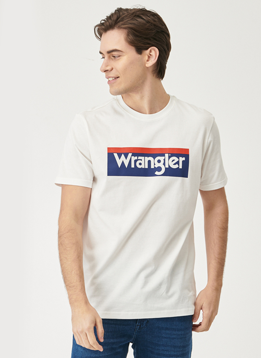 Wrangler O Yaka Baskılı Kırık Beyaz Erkek T-Shirt W7H4D3737