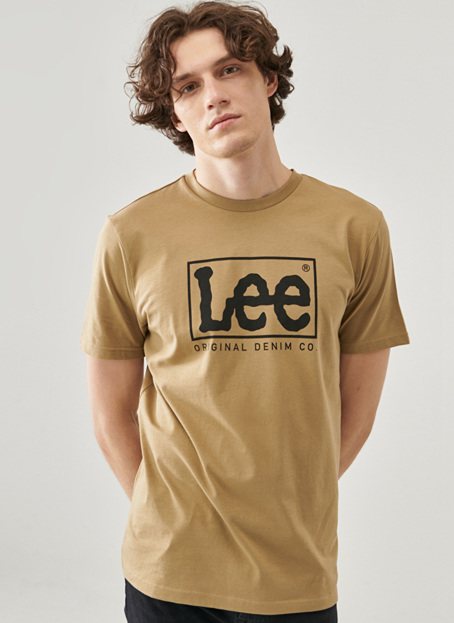 Lee L68Tys56 O Yaka  Regular Fit Baskılı Bej Erkek T-Shirt