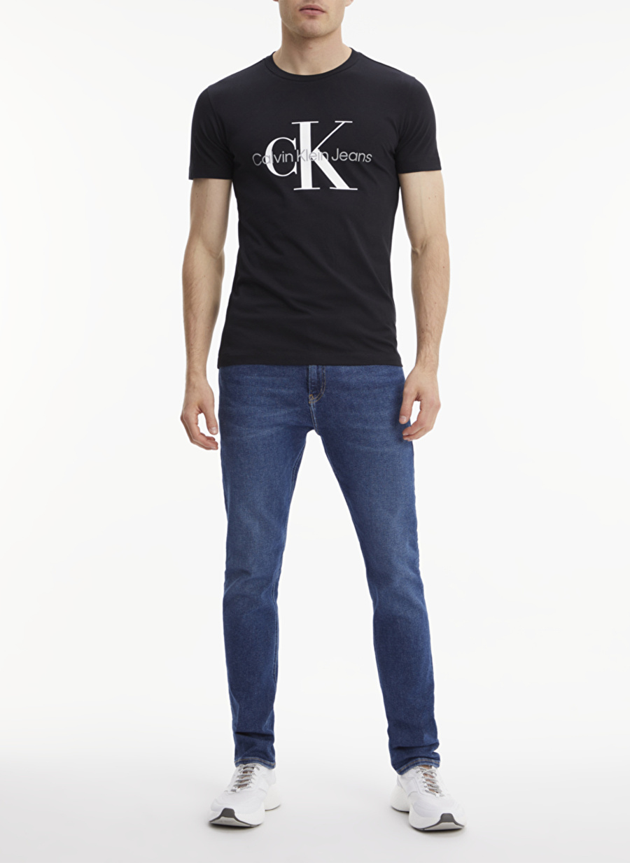 Calvin Klein Jeans Siyah Erkek Bisiklet Yaka Düz T-Shirt J30J320935-BEH CORE MONOGRAM