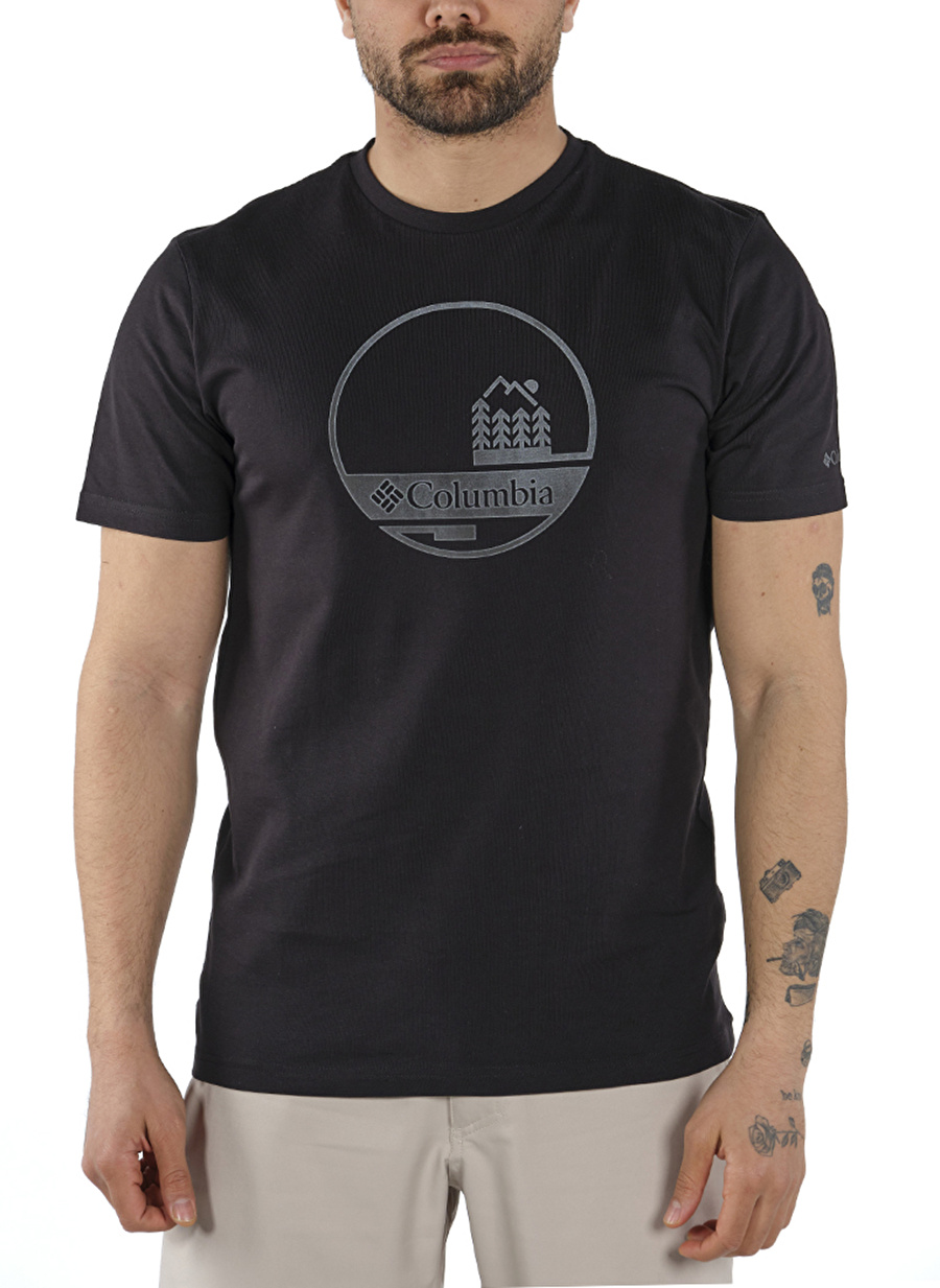 Columbia O Yaka Baskılı Siyah Erkek T-Shirt 1888870010 010 CS0119