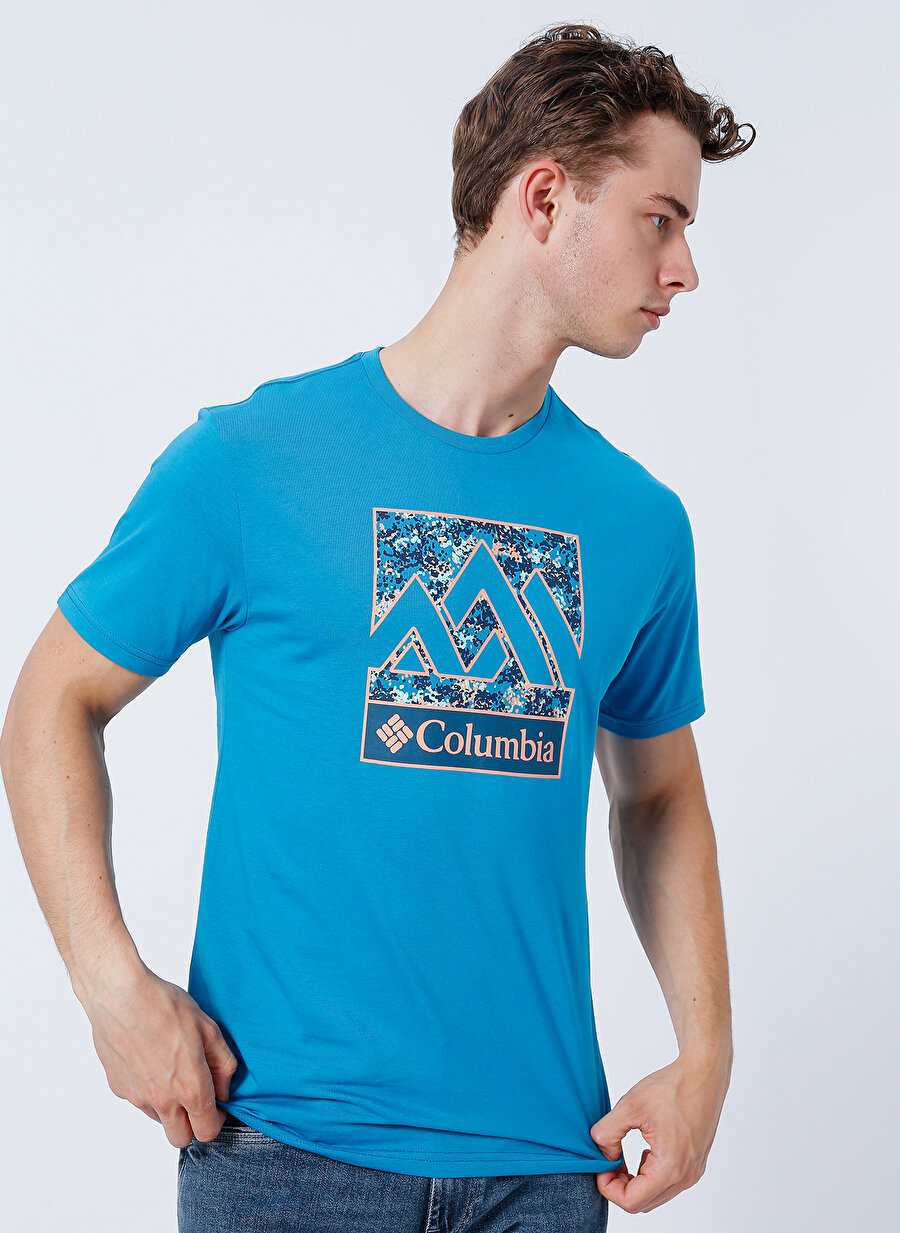 Columbia O Yaka Baskılı Su Yeşili Erkek T-Shirt 9120230400 400 CS0229