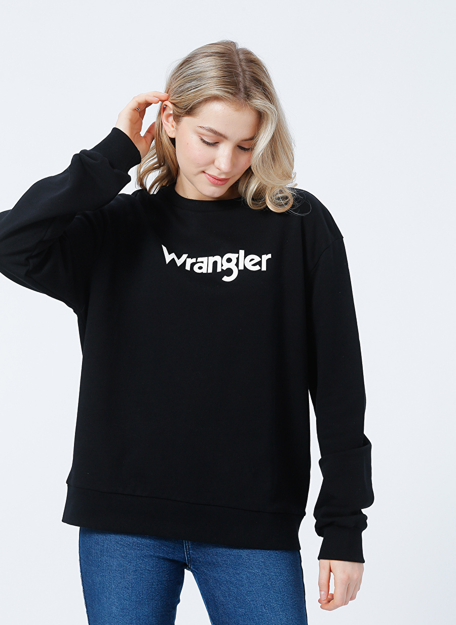 Wrangler W221026001 Bisiklet Yaka Loose Fit Siyah Kadın Sweatshirt