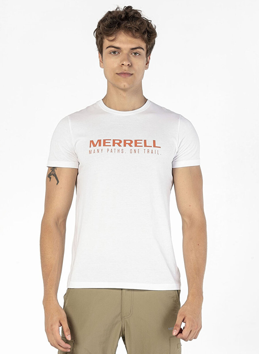 Merrell Bisiklet Yaka Baskılı Beyaz Erkek T-Shirt M2TITLE 103 TITLE M