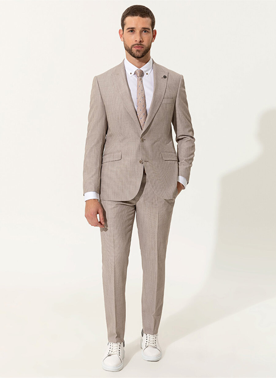 Pierre Cardin E19309/EXT Kırlangıç Yaka Normal Bel Extra Slim Mikro Kahve Erkek Takım Elbise