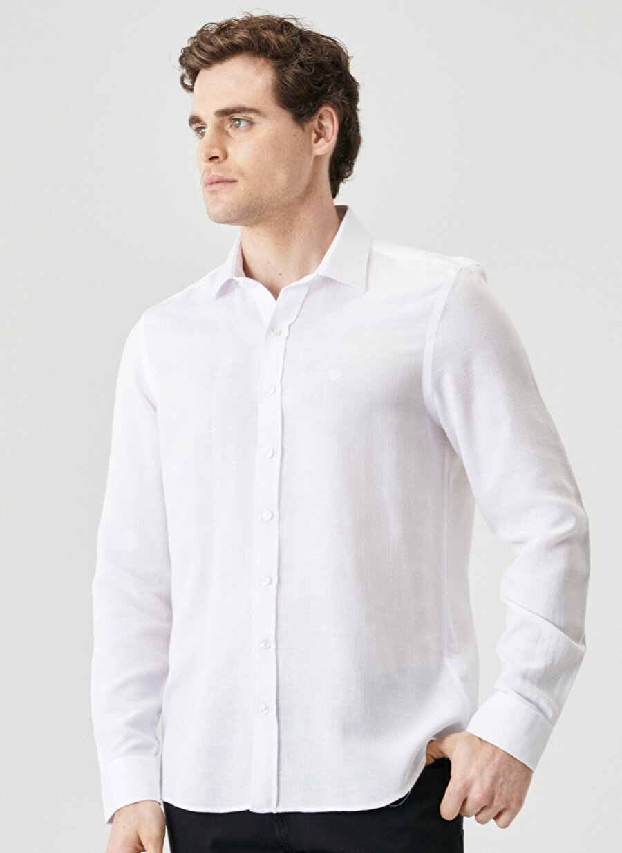 Beymen Business 4B2022200016 Klasik Yaka Slim Fit Beyaz Erkek Gömlek