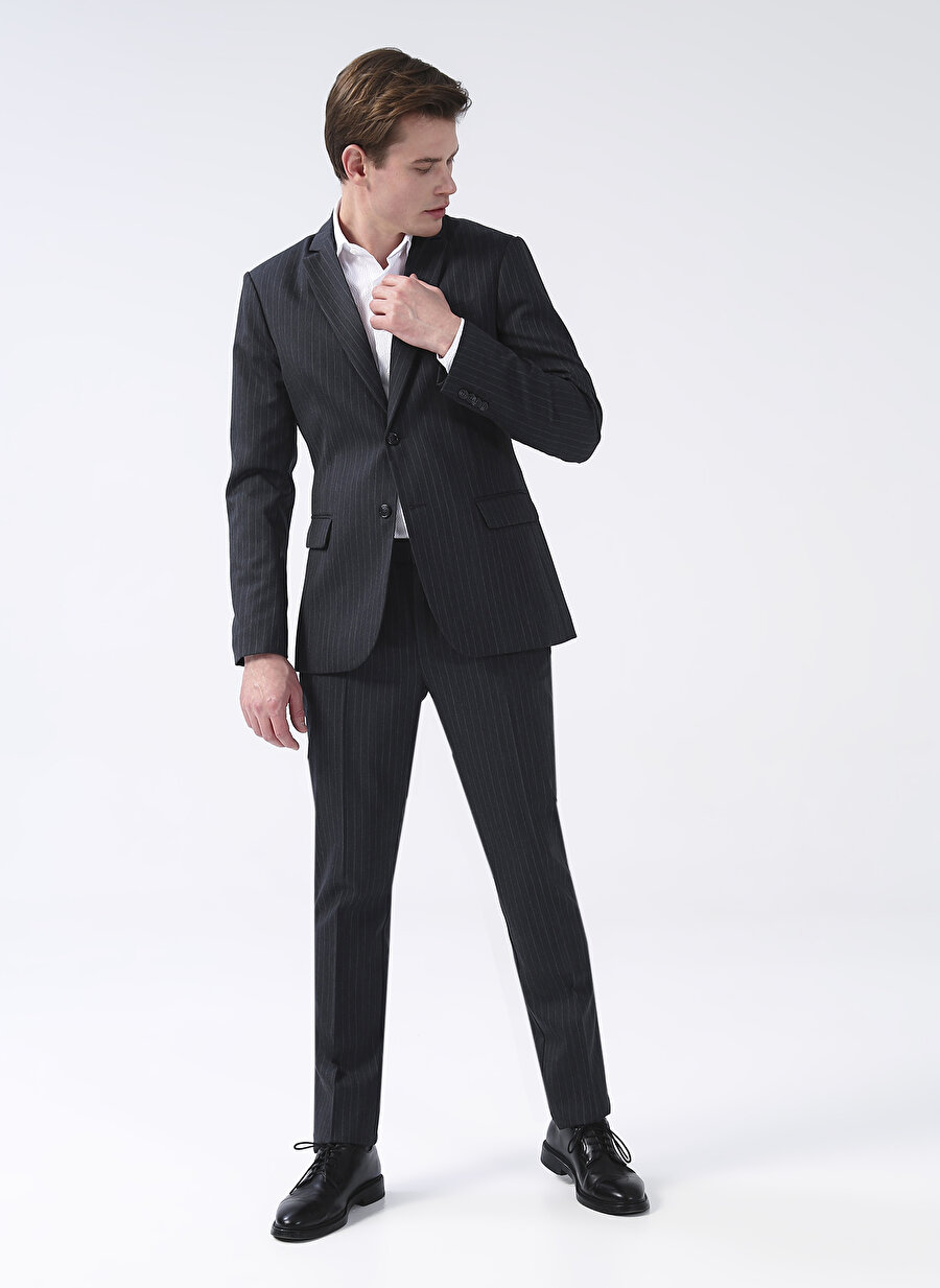 Fabrika Normal Bel Slim Fit Antrasit Erkek Takım Elbise FANSE6,5TE01PART22301