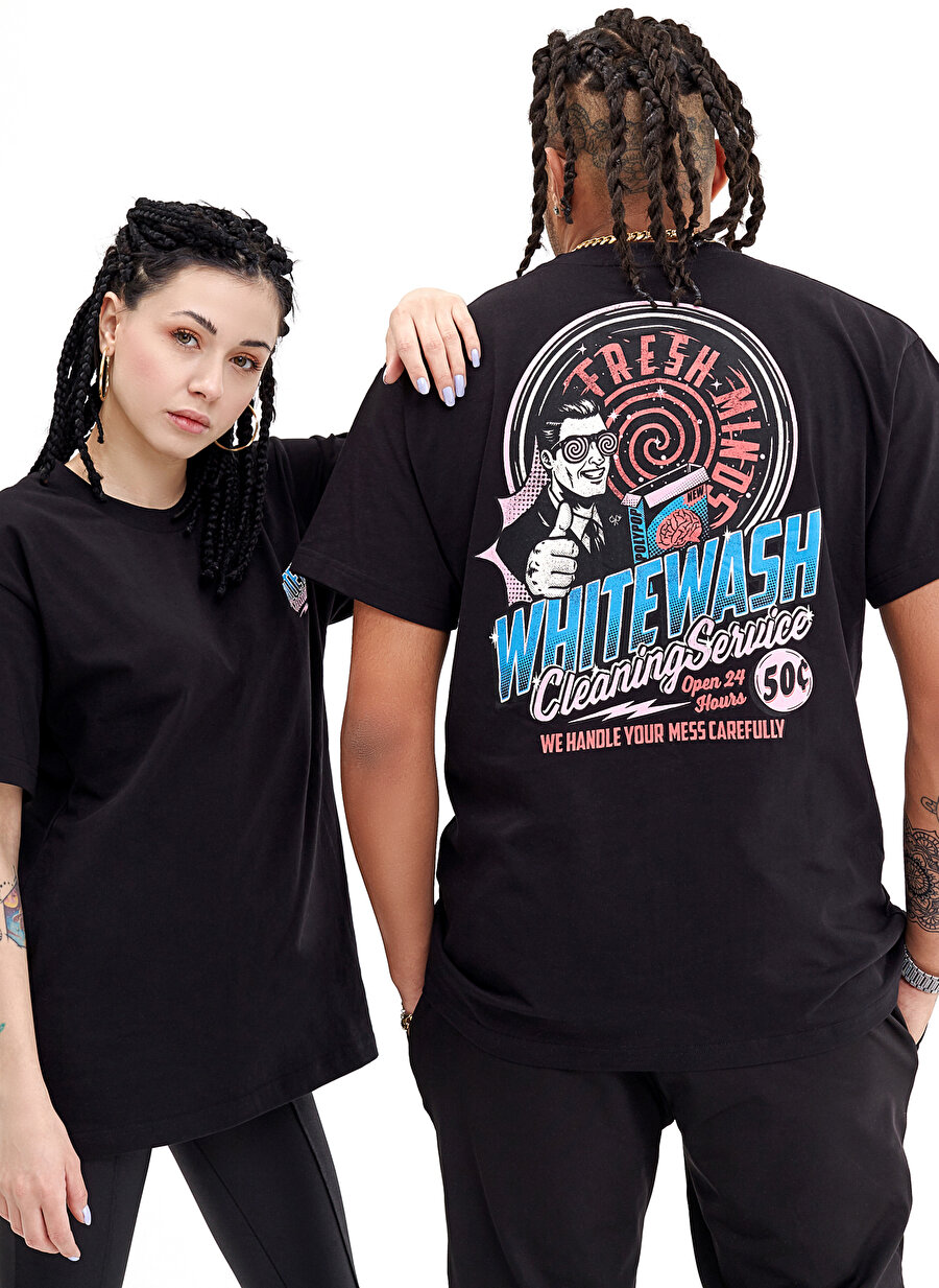 Polypop Siyah Unisex Standart Fit Baskılı T-Shirt